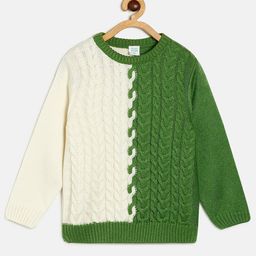 MINI KLUB Boys Green & Cream-Coloured Cable Knit Pullover-picture-19