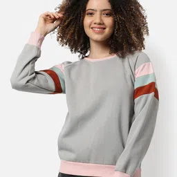 Campus Sutra Women Grey & Pink Pullover-picture-47