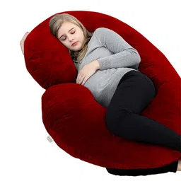 OyO Baby Maroon C-Shaped Maternity Pillow With Zip Cover-58