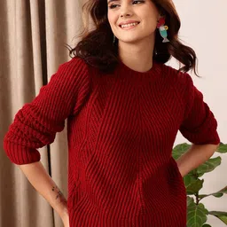 STREET 9 Ribbed Round Neck Long Sleeve Acrylic Pullover Sweaters-picture-16
