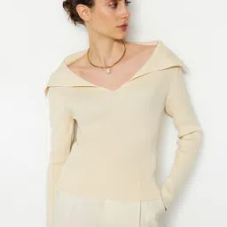 Trendyol Ribbed V-Neck Pullover-image-41
