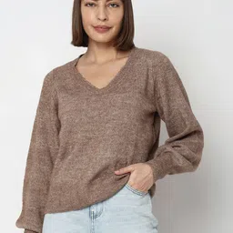 Vero Moda Ribbed V-Neck Pullover-image-2