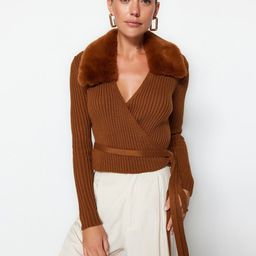 Trendyol Tie Up Ribbed Acrylic Pullover-image-10