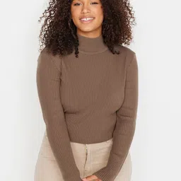 Trendyol Ribbed High Neck Acrylic Pullover-image-16