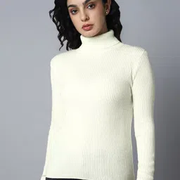 High Star Ribbed Turtle Neck Long Sleeves Acrylic Pullover Sweaters-40