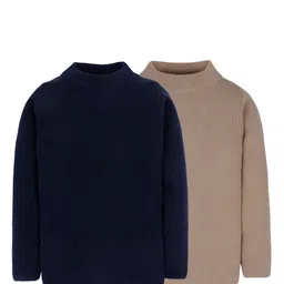 RVK Pack of 2 Unisex Kids Nude-Coloured & Navy Blue Solid Pullover-38