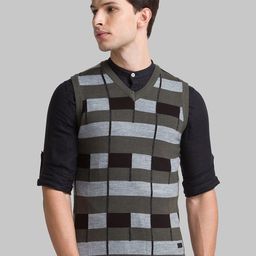 Parx Men Green & Black Checked Pullover-image-57
