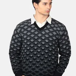 aarbee Men Black & Grey Checked Pullover-picture-29