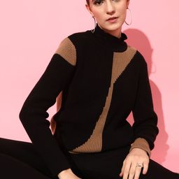 STREET 9 Women Colourblocked Acrylic Pullover-image-10