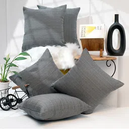 ANWYN Black & White 5 Pieces Pure Cotton Square Cushion Covers-image-28