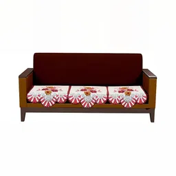 Stylista Pink & White 3 Pieces Floral Printed Velvet Cotton Sofa Covers-image-75