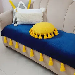 THROWPILLOW Navy Blue & Yellow Printed Sofa Cover-12