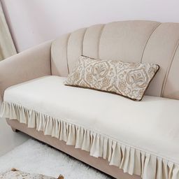 THROWPILLOW Off White Anti Slip Pleated Sofa Cover-image-62