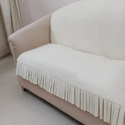 THROWPILLOW Off White Anti Slip Pleated Sofa Cover-51