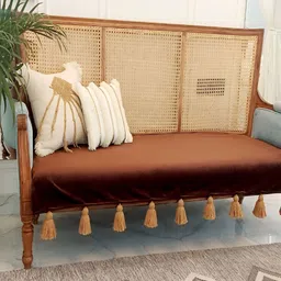 THROWPILLOW Brown & Beige Anti Slip Tassels Sofa Cover-image-100