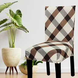 HOUSE OF QUIRK Brown & Black Checked Chair Cover-image-10