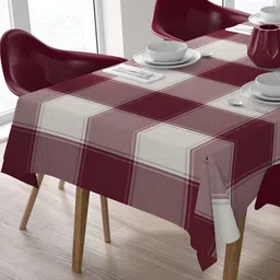 HOME COLORS.IN Maroon Geometric Printed Cotton 6-Seater Table Cover-31