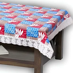 Stylista Blue & Red Geometric Printed Waterproof 1.90 m x 1.14 m Rectangle Table Cover-1