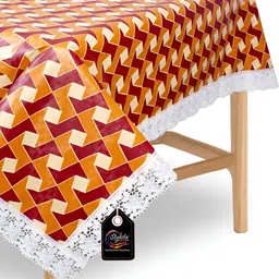 Stylista Brown & Orange Abstrcat Printed Waterproof Square Shaped 2 Seater Table Cover-22