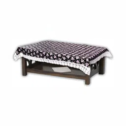 Stylista Black & Pink Floral Printed 2 Seater Rectangular Table Cover-9