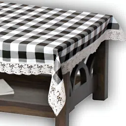 Stylista Black & White Checked Waterproof 2 Seater Table Cover-25