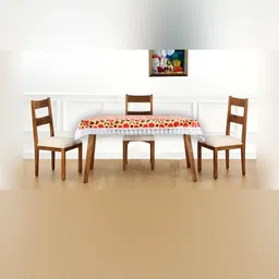 Stylista Yellow & Red Floral Printed Waterproof 4 Seater Table Cover-0