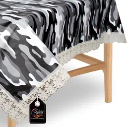 Stylista Black & White Printed 1.21 m x 1.21 m Waterproof Square Table Cover-30