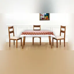 Stylista Brown & White Geometric Printed Waterproof Rectangle 4-Seater Table Cover-31