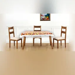 Stylista Brown & White Geometric Printed Waterproof Rectangle  4-Seater Table Cover-29