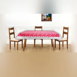 Stylista Red & White Printed 1.98 m x 1.98 m Waterproof Rectangle Table Cover-26