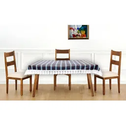 Stylista Blue & White Geometric Waterproof Rectangle 4-Seater Table Cover-46
