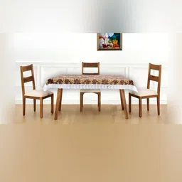 Stylista Brown & Yellow Floral Printed Waterproof Rectangle Shaped 4 Seater Table Cover-9
