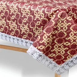 Stylista Brown & Peach Coloured  Ethnic Motifs Waterproof Plastic 4-Seater Table Cover-17