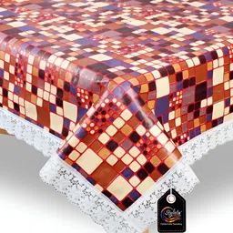 Stylista Red & Beige Geometric Waterproof 4-Seater Table Cover-27