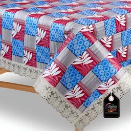 Stylista Grey & Blue Floral Waterproof 6 Seater Table Cover-22