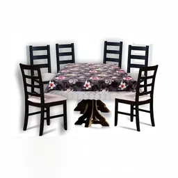 Stylista Black & Purple Floral Printed Waterproof Rectangle Shaped 6 Seater Table Cover-image-59