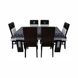 Stylista Black & White Floral Printed  2.28 m x 1.52 m Waterproof Rectangle Table Cover-34