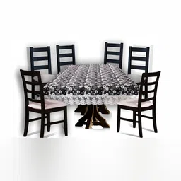 Stylista Black Printed Waterproof 6-Seater Table Cover-image-78