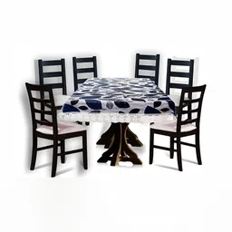 Stylista Navy Blue Waterproof Floral Print 6 Seater Table Cover-28