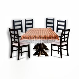 Stylista Maroon & White Printed Waterproof 6-Seater Table Cover-image-76