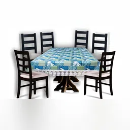 Stylista Blue & Green Geometric Printed Waterproof 2.28 m x 1.52 m Rectangle Table Cover-15