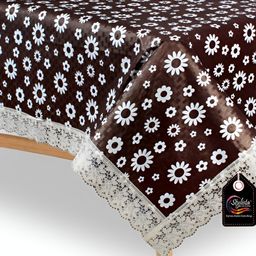 Stylista Brown Floral Printed Waterproof 6-Seater Table Cover-image-70