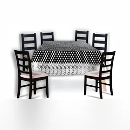 Stylista Black Geometric Printed Waterproof 6-Seater Table Cover-image-93