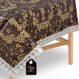Stylista Brown & Yellow Floral Printed Waterproof Square 6 Seater Table Cover-11