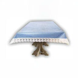 Stylista White & Blue Checked Waterproof 10 Seater Table Cover-8