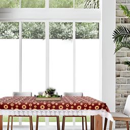 Stylista Yellow & Brown Floral Printed Waterproof 8 Seater Table Cover-image-21