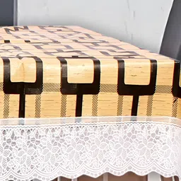 Stylista Beige Geometric Printed Waterproof 8-Seater Table Cover-28