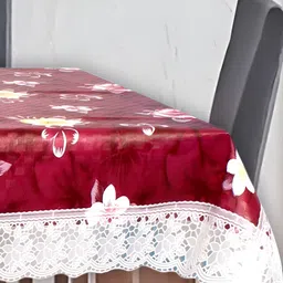 Stylista Maroon & White Floral Printed Waterproof 10 Seater Table Cover-10