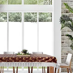 Stylista Brown & White Printed Waterproof 8-Seater Table Cover-11