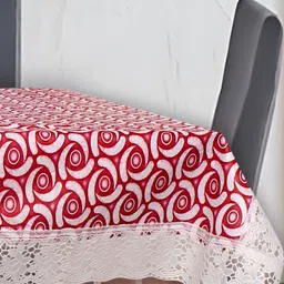 Stylista Red & White Floral Printed Waterproof Rectangle 12-Seater Table Cover-15